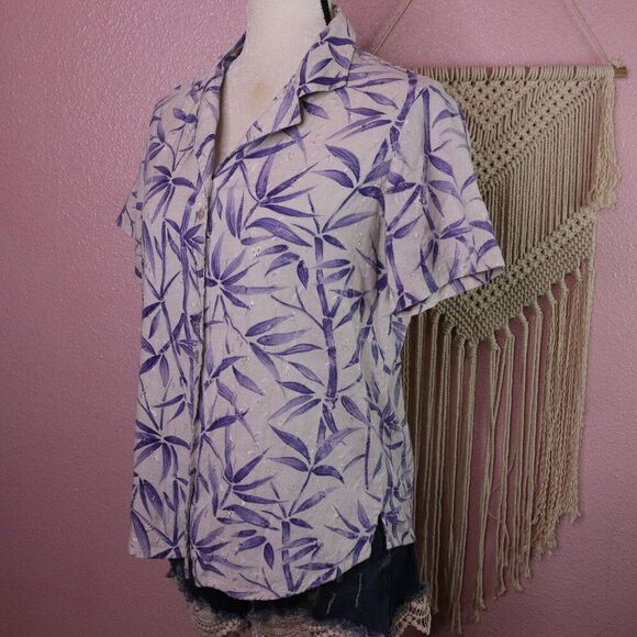 Vintage | 1990's Printed Short Sleeve Button Up Shirt Medium - Picture 1 of 6